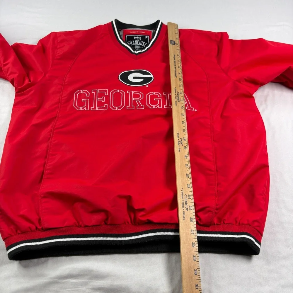 Georgia‎ Bulldogs Jacket Mens Large Red Windbreaker Pullover Embroidered NCAA